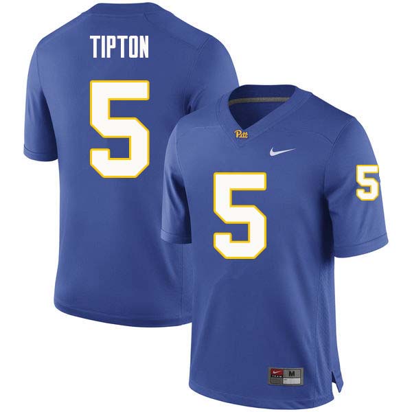 Men #5 Tre Tipton Pittsburgh Panthers College Football Jerseys Sale-Royal